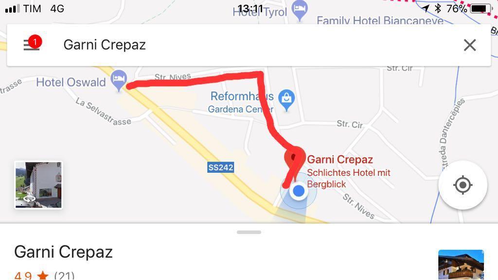 Garni Crepaz Bed & Breakfast Селва ди Вал Гардена Екстериор снимка